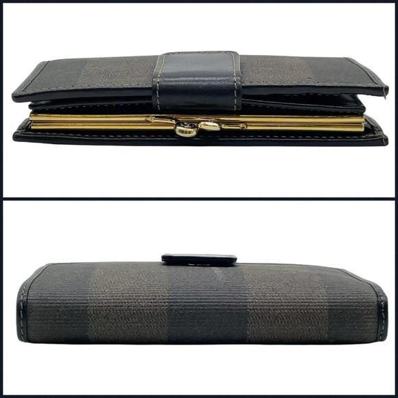 FENDI Pecan Clasp Bi-fold Black Beige Wallet W/Box - Picture 5 of 15